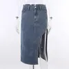 Röcke Elegante Seite Split Rock Frauen Sommer Hohe Taille Midi Weibliche 2023 Frühling Mode Denim Büro Blau Damen Kleidung XY23200 231123