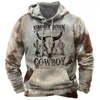 Men's Hoodies Western Cowboy Outdoor Hoodie Harajuku Hooded Sweatshirt Spring Autumn Vintage Casual Pullover Y2k Tops Unisex Streetwear