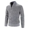 Herrtröjor Halv Hög krage Pullover Coat Herrtröja Plush Solid Color Casual Home Warm Cotton Paddade kläder