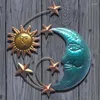 Figurines décoratives moderne en métal soleil lune visage tenture murale pendentif Art décor pour la maison salon fond Statue de jardin