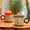 Mugs 300 400ml Christmas Gift Home Cartoon Couple Water Bottle with Lid Coffee Cups Santa Claus Cup Milk Tea Mug 231122