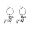 Boucles d'oreilles créoles Huggie paire européenne stéréoscopique teckel petits pendentifs créatifs mignons animaux métal couleur chien E552-T2Hoop