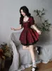 Vintage Women Spring Sexy Halter New Year Party Red Lace Dresses Y K Long Sleeve Slim Waist Dress Female