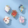 Brosches ORAGN HEART ENAMEL PIN Anpassad oljemålning Svamp dinosauripussel Conch Brosch Lapel Badge Jewelry Gift For Kids Friends