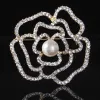 Pins Brooches Camellia Jewlery Style Flowers Lapel Pins Pearls Flower Broche Broach Jewelry For Women