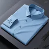 Camicie eleganti da uomo 2023 Camicia elasticizzata antirughe Manica lunga formale Tinta unita Senza stiratura Camisas De Hombre Abbigliamento uomo