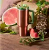 Wassermelon Mondschein H2.0 40 Unzen Edelstahl Tumbler Tassen mit Silikongriff Deckel Strohwegstangen Auto Becher trinken weiterhin kalte Wasserflaschen