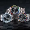 Wristwatches PLADEN Silver diamond Bezel Watches Luxury Sapphire Glass Automatic Date Watch Vintage Stainless Steel Quartz Clock DropshippingQ231123