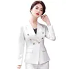 Two Piece Dress White Long-sleeved Shirt Suit Women's Fashion Temperament Professional Wear Spring And Autumn Coat President Pants T