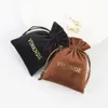 Pendant Necklaces 100pcs Custom Velvet Jewelry Organizer Gift Small Bag Touching Plush Drawstring Packaging Storage Pouch Wedding Favors 231123