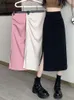 Skirts Midi Women Side Slit French Style Thin Summer Elegant Folds Simple Empire Tender Female Sexy All-match Fashion Ulzzang