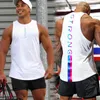 Topy z czołgami męskimi Summer Men Trend Modna Trend fajny podkreślenie fitness na świeżym powietrzu kamizelka mięśniowa luźna bawełniana czarna koszula bez rękawów 230422