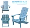 Patio Hips Plastic Adirondack Chair Lounger Weather Resistant Furniture for Lawn Balcony & Lake Blue TB-EU006LB (2-Pack)