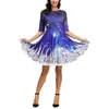 Casual Dresses for Women 2023 S jultryckt långärmad klänning Kvinnakvällskvinna KLÄNNING KVINNA