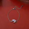 Charm Bracelets 2023 Fashion Butterfly Bracelet for Women Charming Rhinestone Chain Bangle Moonstone Pendant Braclet Jewelry Gift Girl Bff