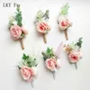 その他のファッションアクセサリーlky fr boutonniere flowersウェディングコサージピンホワイトピンクの花groom boutonniere buttonhole men wedding目撃者結婚アクセスJ230422