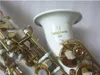 Nowy zakrzywiony sopranowy saksofon S-991 White Sax Musical Instrument Profesjonalny występ z akcesoriami skrzynek