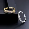 Cluster anneaux de mode de mode de mariage Fonction à main le doigt de bague réglable joenrie brillant rectangle cz ouverture de cristal pour les cadeaux anniversaire des femmes