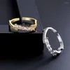 Cluster Ringe Mode Hochzeit Party Hand Finger verstellbarer Ring Schmuck glänzendes Rechteck CZ Kristallöffnung für Frauen Jahrestagsgeschenke