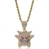 JOJO Moda Hip Hop Joias Iced Out Gengar Charms Colar Bling Crystal Ghost Pingente Colar