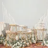 Décoration de mariage à thème en or blanc Dessert en métal Table combinée zone d'accueil porte-gâteaux pour les accessoires de mise en page du site de l'événement de fête