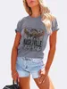 Summer Women's T-shirt Ny trend Europeiska och amerikanska gitarrvinge rock 3D-tryck rund nacke Loose Short Sleeve Ladies Top