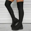 Stiefel Herbst Winter Marke Design Über Das Knie Stiefel Frauen Plattform Chunky Heels Elastische Oberschenkel Lange Stiefel Beiläufige Dünne Schuhe frau 231122