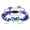 Strand Fashion Blue Butterfly Charm Branselets Bransoletki dla kobiet Men Natural Stone Energy Porki Bransoletka Para Hnadmade Biżuteria