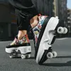 Inline Roller Skates Deformation Shoes Double Row 4Wheel with Wheels DualPurpose Sneakers Skateboard 231122