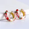 Boucles d'oreilles cerceau en gros mode fleur colorée émail petit cercle géométrique en métal doré Huggie pour les femmes bijoux de charme