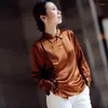 Ubranie etniczne 2023 Chińskie vintage bluzka Qipao Kobiety Tradycyjne luźne satynowe koszulę Krajowy orientalny garnitur retro cheongsam tops