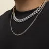 Kedjor Kunjoe 2st/Set Shiny Full Rhinestone Cuban Link Chain Choker Necklace For Women Punk Hip Hop Bling Crystal Party Gift