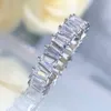 2022 Baguette Diamond Ring 100 ٪ REAL 925 Sterling Silver Party Band Band Rings for Women Bridal Promise Jewelry Jewelry