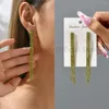 Boucles d'oreilles pendantes vert cristal goutte pour les femmes 2023 tendance luxe suspendu longue gland chaîne oreille anneau haute qualité fête Y2k bijoux