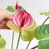 Flores decorativas 4 Pcs Simulação Antúrio Andraeanum Lind Planta Falso DIY Buquê Cymbidium Moldagem por Injeção Ramo Noiva Po Prop