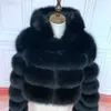 Manteau d'hiver en fausse fourrure de renard véritable pour femme, épais, de haute qualité, ensemble complet, veste courte à capuche, à la mode, naturelle, 100%, 231122