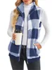 Kvinnors västar Autumn Winter Plaid fleece hoodie Vest Cardigan Fashion Stand Collar Simple Pocket Pocket Sleeveless Female Office Coat