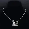 Pendant Necklaces Family Dad Mum Son Silver Color Chain Necklace Women Stainless Steel Jewelry Collar Mujer Mother's Day Gift N328S01