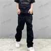 Jeans pour hommes Y2K Jeans Hommes Hip Hop Brodé Lettre Baggy Jeans Pantalon Noir 2023 Nouveau Harajuku Punk Rock Pantalon À Jambes Larges Streetwear Chaud T231123