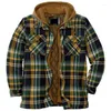 남성 스웨터 플란넬 셔츠 재킷 제거 가능한 후드 격자 무늬 퀼트 늘어선 야외 겨울 코트 두꺼운 까마귀 아웃복 남자 양털 셔츠