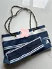 Storage Bags 40X35X10cm stripe Shopping bag printed fashion beach Travel tote classic makeup-vip 2023 new