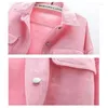 Women's Blouses Long Sleeve Denim Shirts Women Pink White Curved Hem Fashion 2023 Trend Loose Coat Autumn Tops Korean Stylish Big Pocket