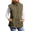 Women's Vests Winter Waistcoat Zip Up Vest Jackets Stand Collar Body Warmer Padded Quilted Sleeveless Coats Lady Gilet Outwear