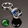 Luminous 12 Constellation Glass Ball Key Pierścienie dwustronne zodiakowe klęcznik Blask w ciemności dla kobiet Prezent urodzinowy