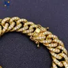 18mm Width Miami Cuban Chain Hip Hop Brass Necklace Gold Plated Zircon Cz Necklace Bracelet