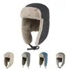 Bérets Mode Chunky Chaud Chapeau De Trappeur Pour Hommes Femmes Hiver Russe Chapeaux Épais En Peluche Doublé Imperméable À L'extérieur Chasse Casquette De Ski