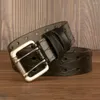 Riemen mannen lederen riem dubbele gesp uitgemolde tailleband casual luxe metaal retro voor jeans cowboy business home