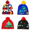 16 style Led Noël Halloween Tricoté Chapeaux Bonnets Enfants Bébé Maman 20*21 cm Hiver Chaud Bonnets Citrouille Bonhommes De Neige Crochet Casquettes