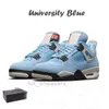 WITH BOX Designer With Box Jumpman 4 Herren Basketballschuhe Damen Sail Fire Red 4s Travis Bred University Blue Black Cat s Court Purple Trainer Sneakers Wandern