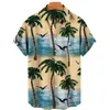 Mäns casual skjortor hawaiiansk skjorta 2023 kokosnöt träd tryckt kort ärm män sommar mode knapp strand strand snabb torr topp s-5xl